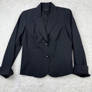 Lafayette 148 Blazer Women 4 Black Virgin Wool Elastane Two Button Jacket
